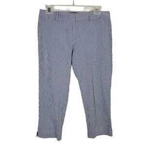 Talbots Petites Sz 6P Signature Seersucker Capri Pants Blue & White Striped
